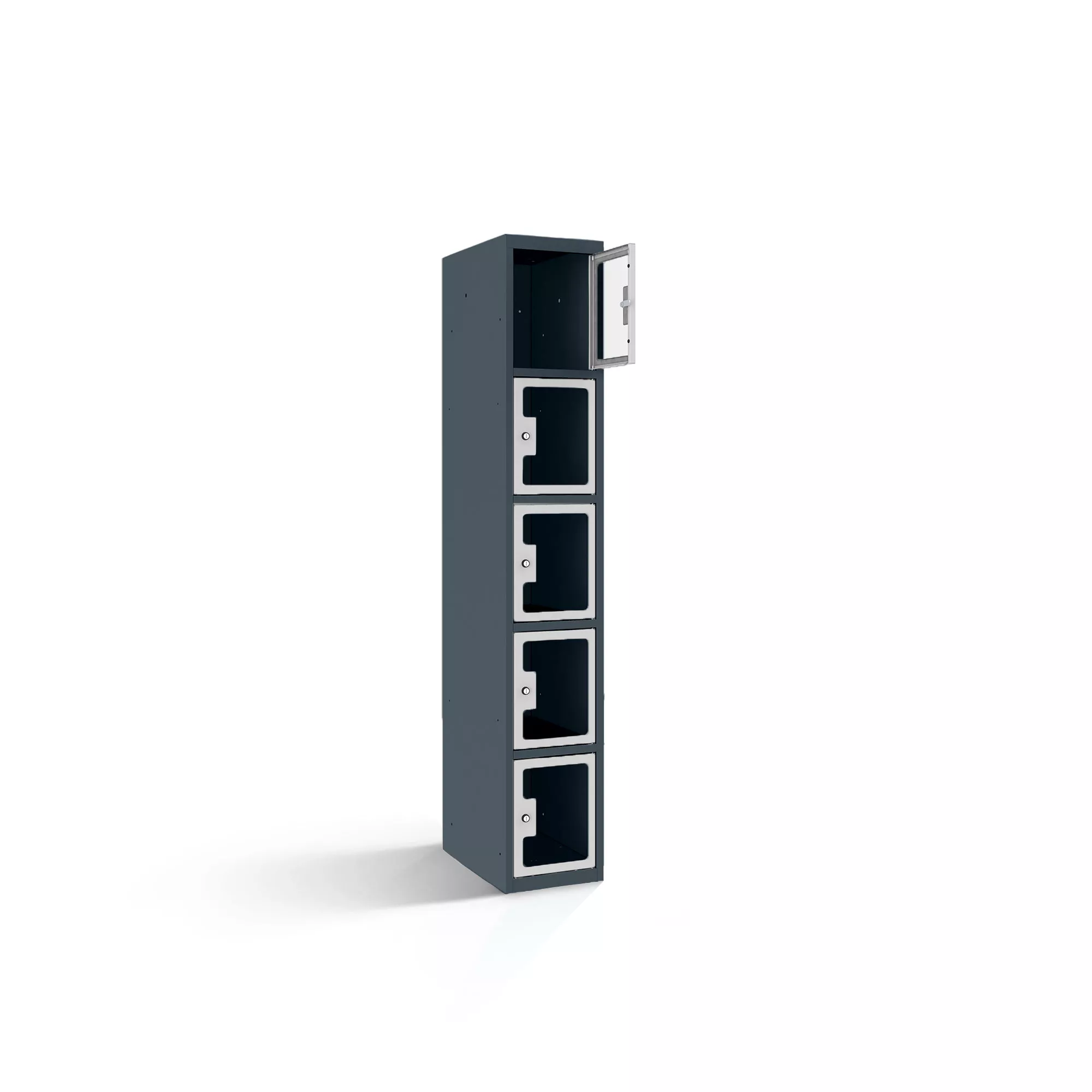 Fächerschrank mit Plexiglastüren 5 Fächer Breite 30 cm