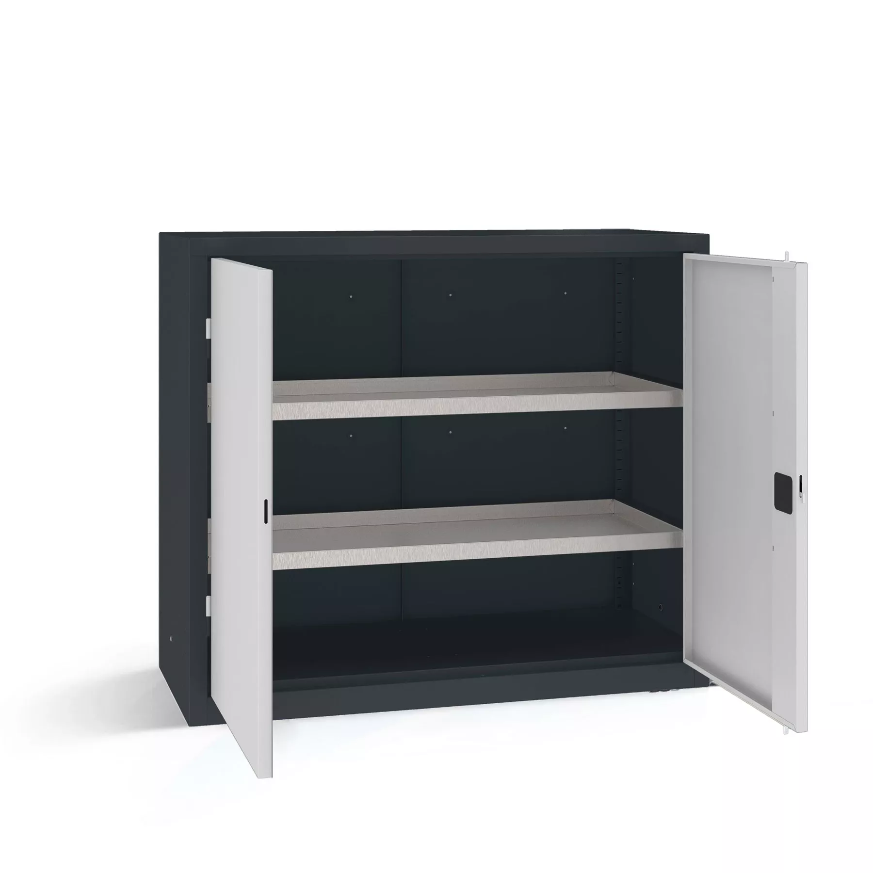 Werkstattschrank niedrig 2 Wannenböden Breite 120 cm