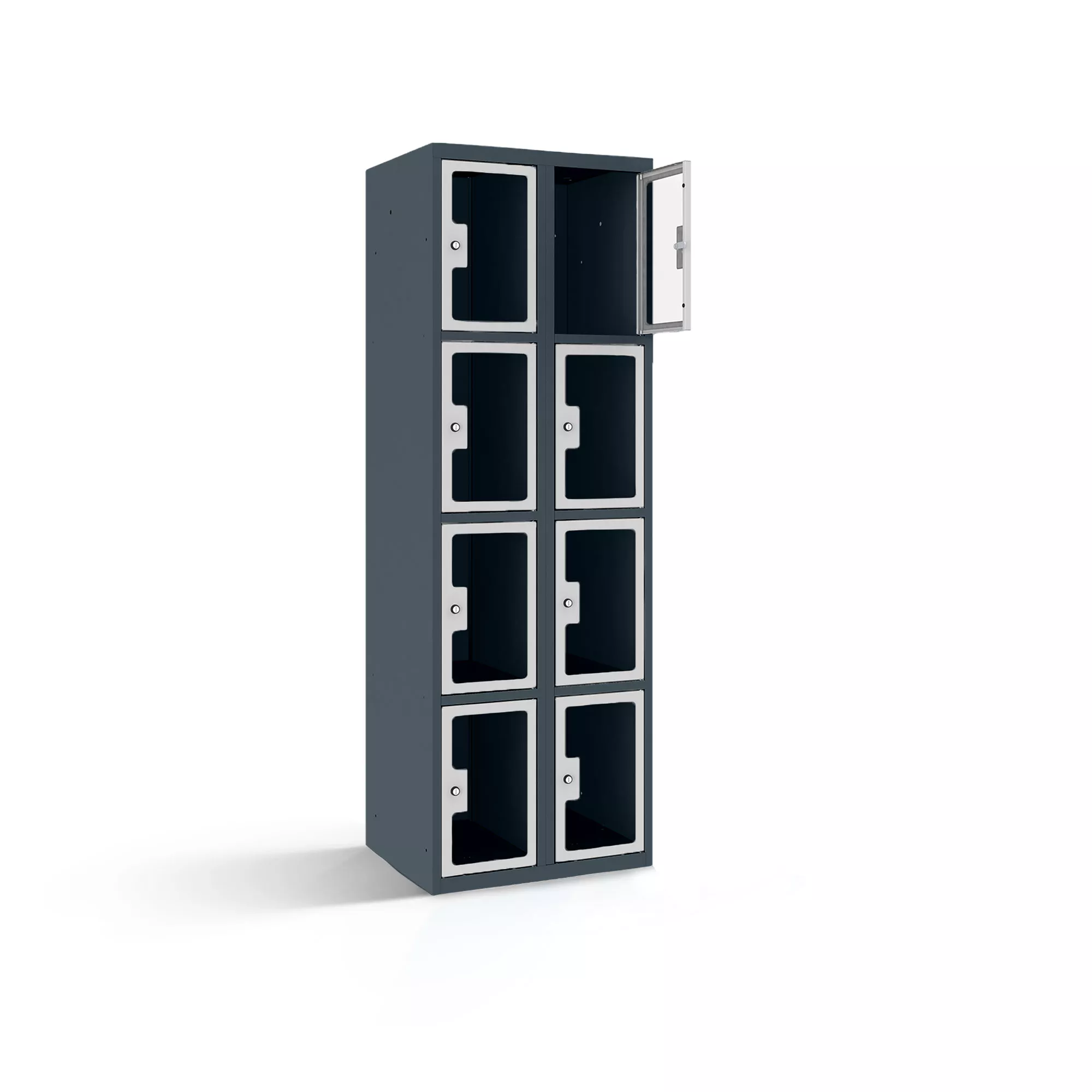 Fächerschrank mit Plexiglastüren 8 Fächer Breite 60 cm