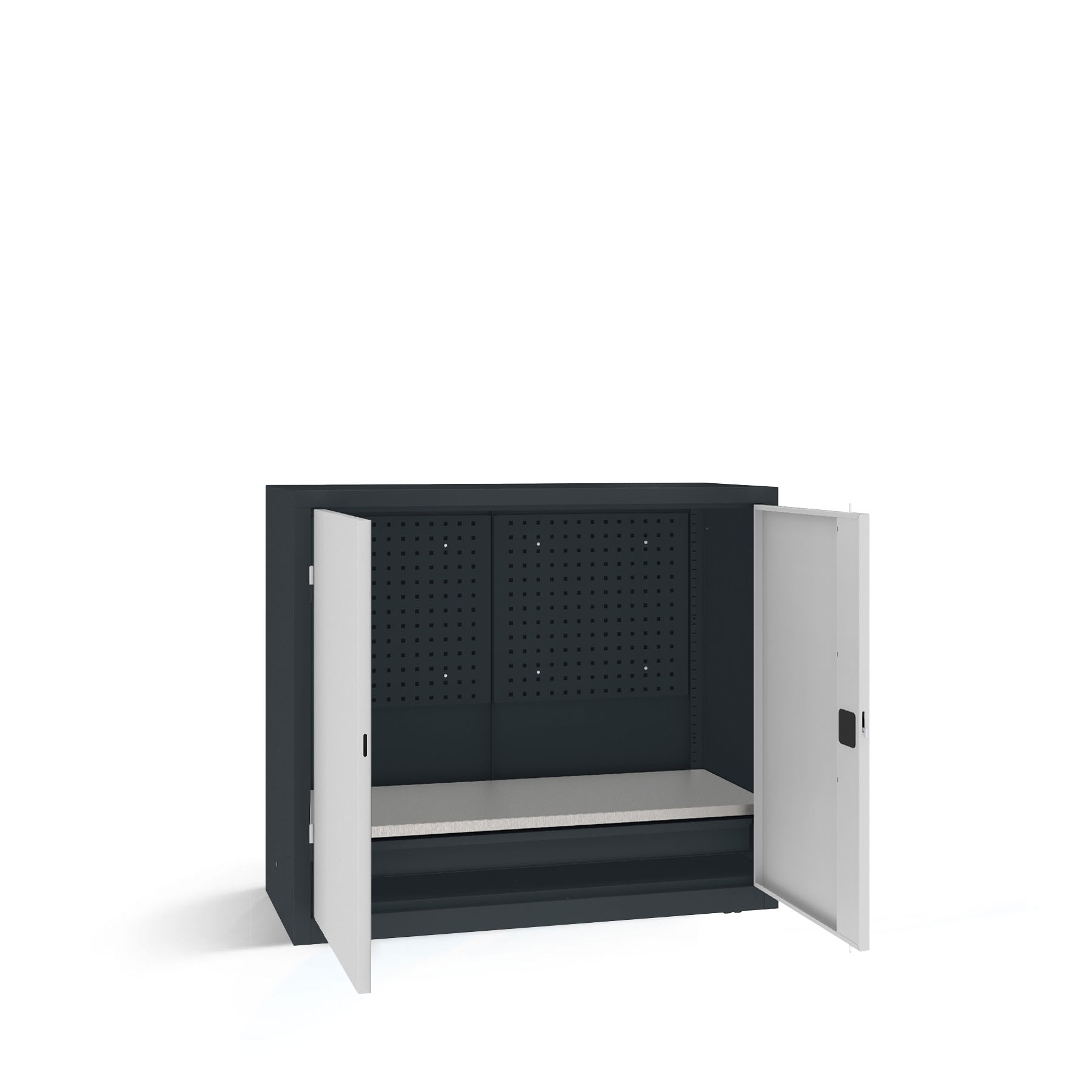 Werkstattschrank Schwerlast niedrig Auszug Fachboden Werkzeugwand Breite 120 cm Werkstattschrank Schwerlast niedrig Auszug Fachboden Werkzeugwand Breite 120 cm