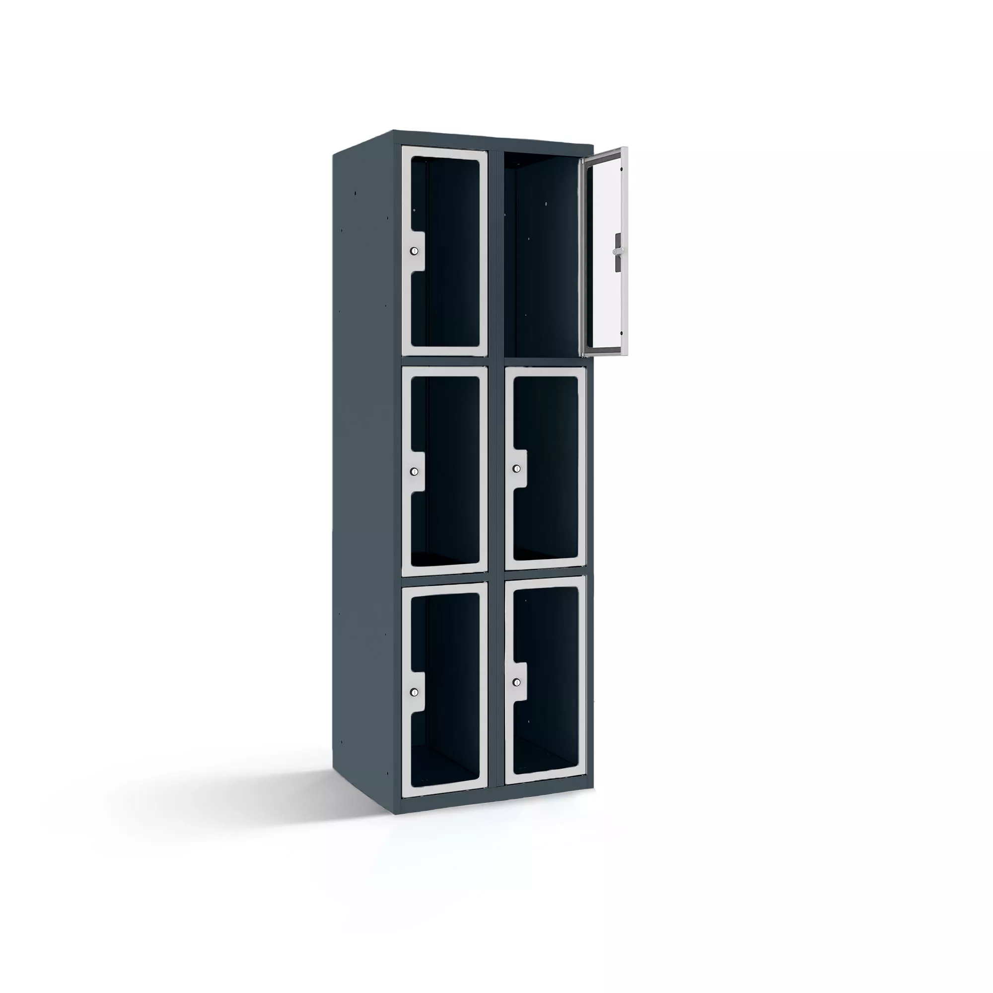 Fächerschrank mit Plexiglastüren 6 Fächer Breite 60 cm