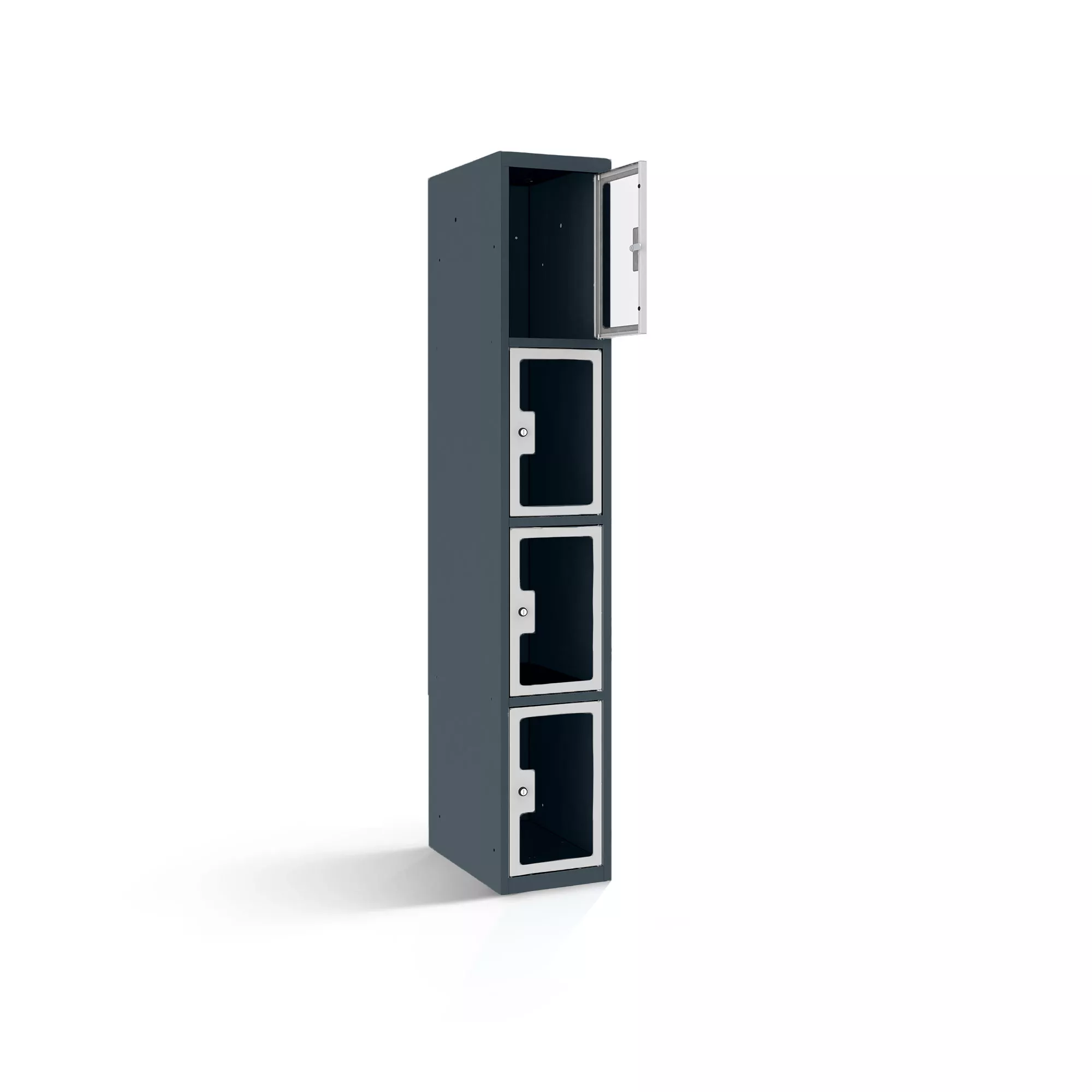 Fächerschrank mit Plexiglastüren 4 Fächer Breite 30 cm