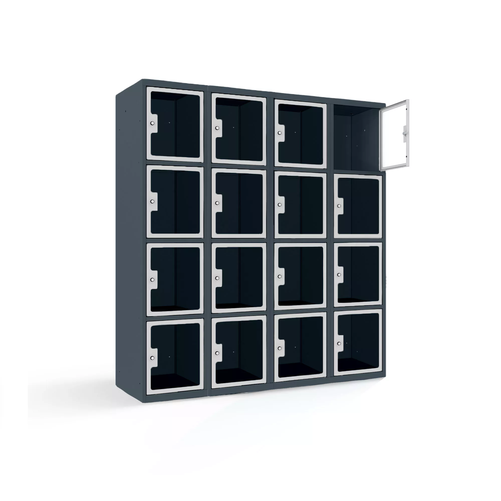 Fächerschrank mit Plexiglastüren 16 Fächer Breite 120 cm