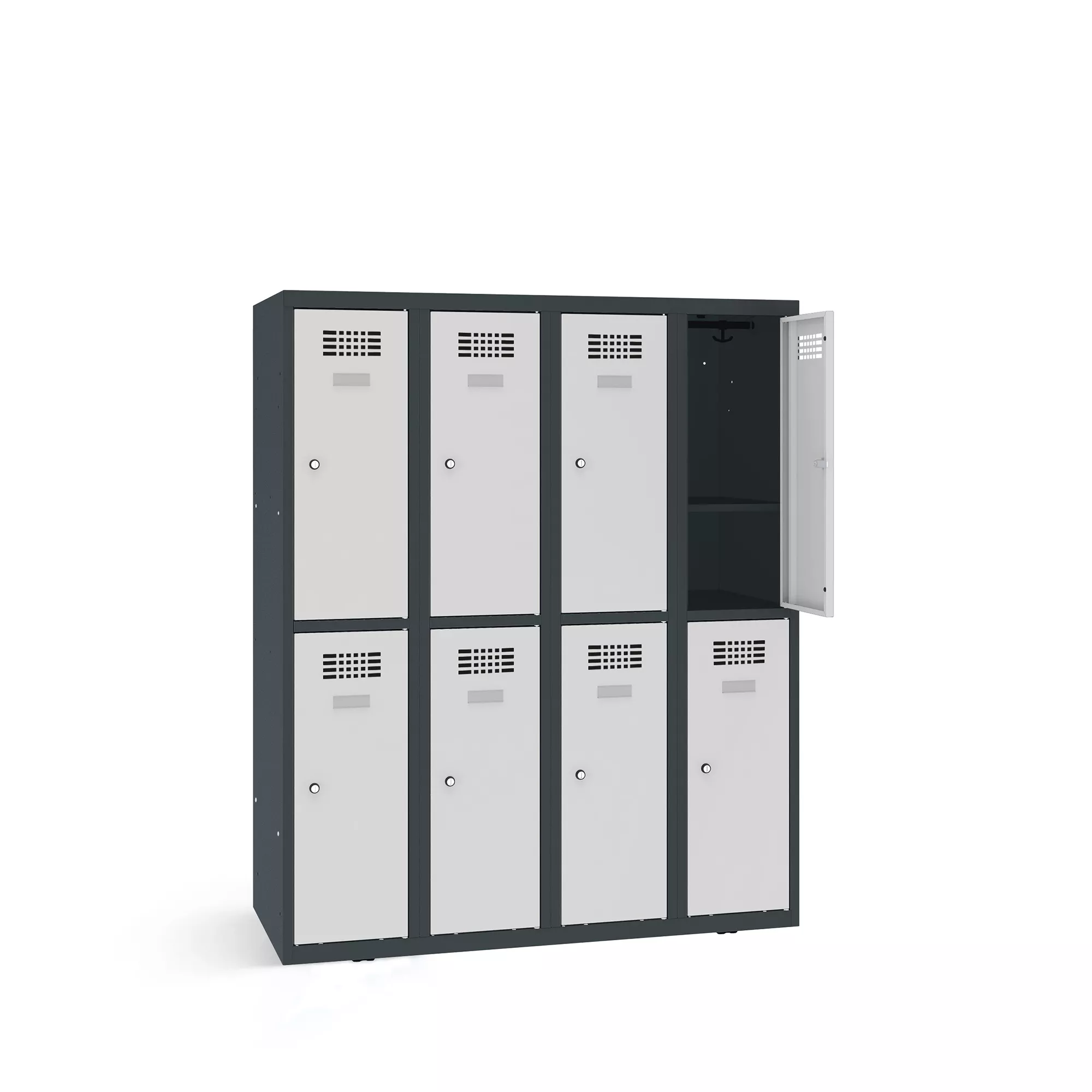 Garderobenspind niedrig 8 Türen Breite 120 cm