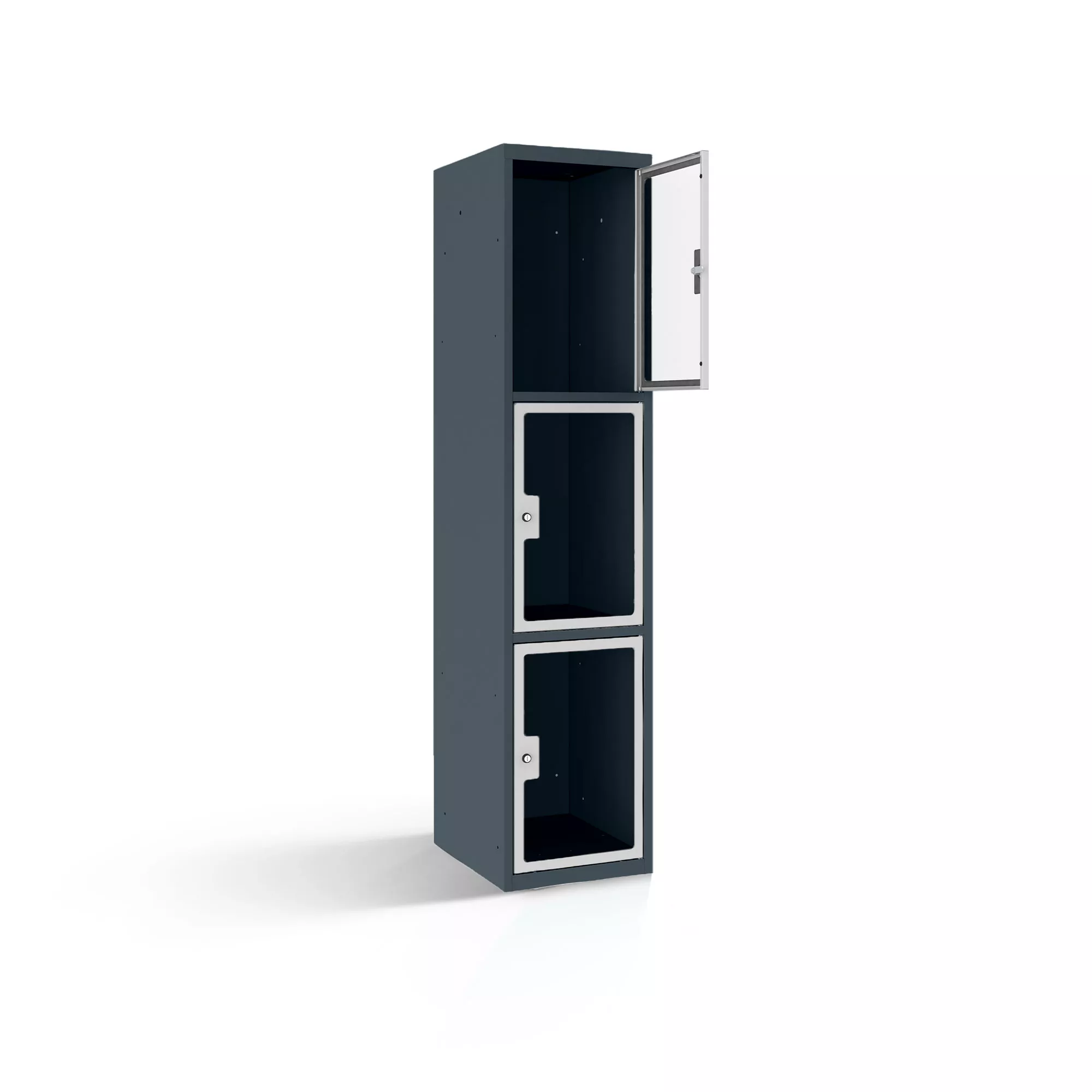 Fächerschrank mit Plexiglastüren 3 Fächer Breite 40 cm