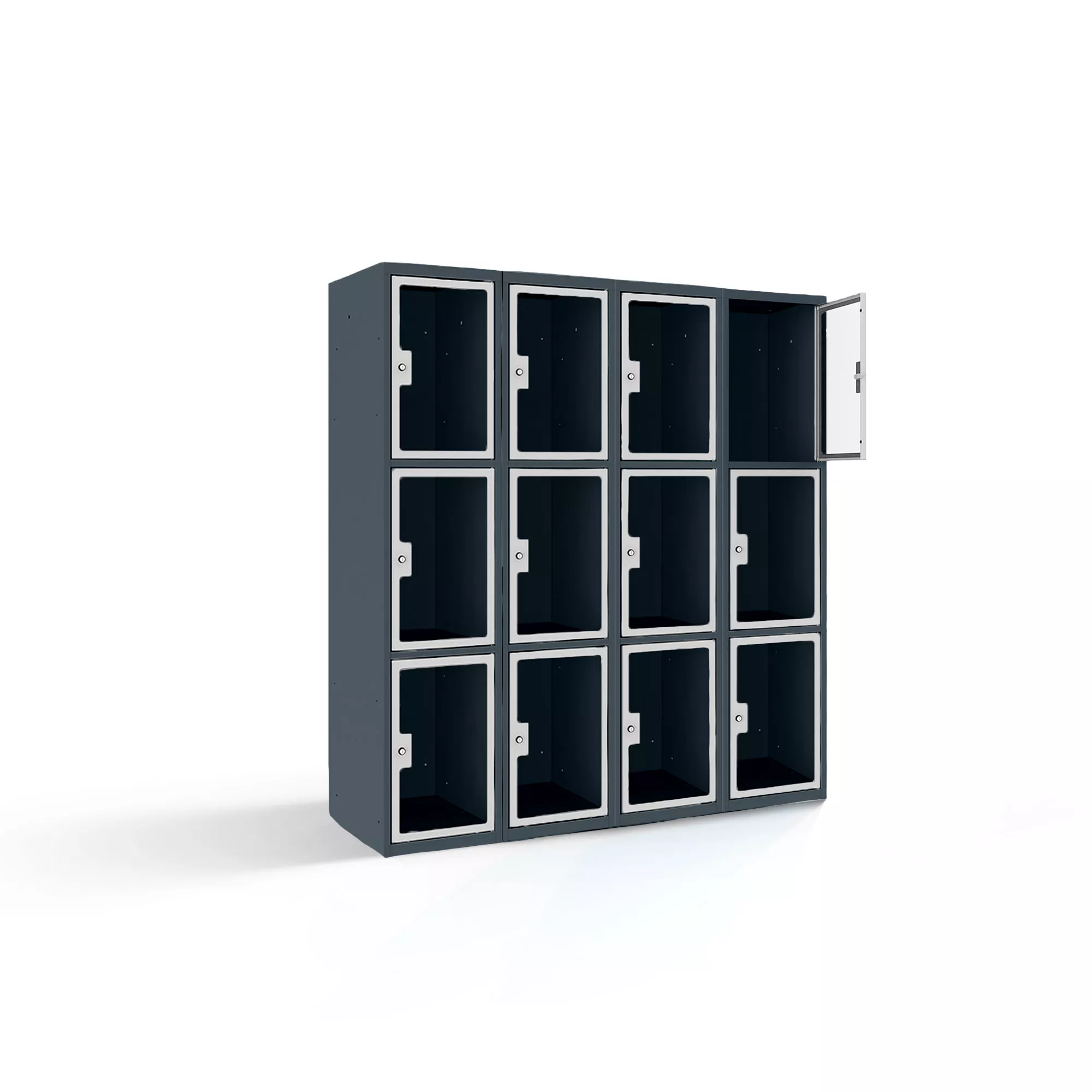 Fächerschrank mit Plexiglastüren 12 Fächer Breite 120 cm
