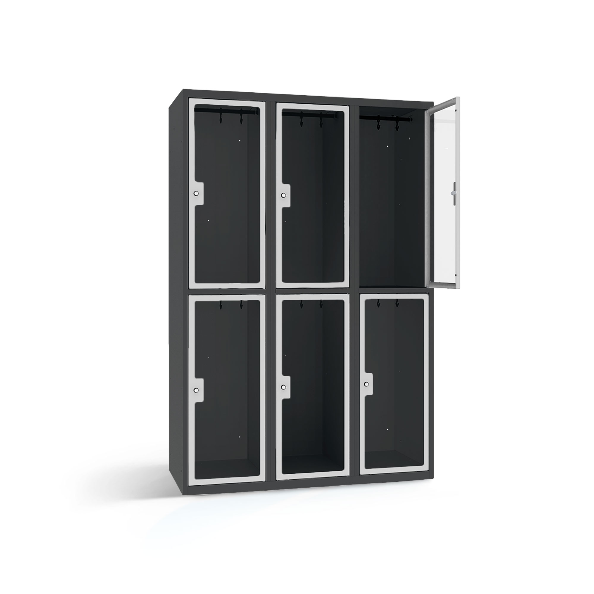 Garderobenspind mit 6 Plexiglastüren Breite 120 cm