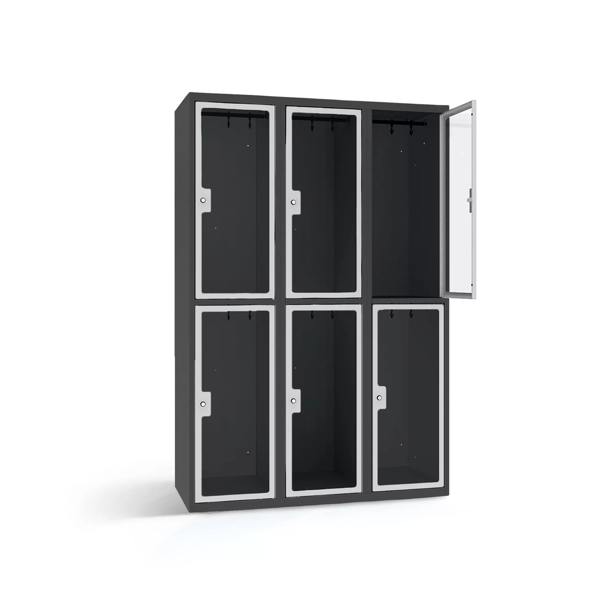 Garderobenspind mit 6 Plexiglastüren Breite 40 cm