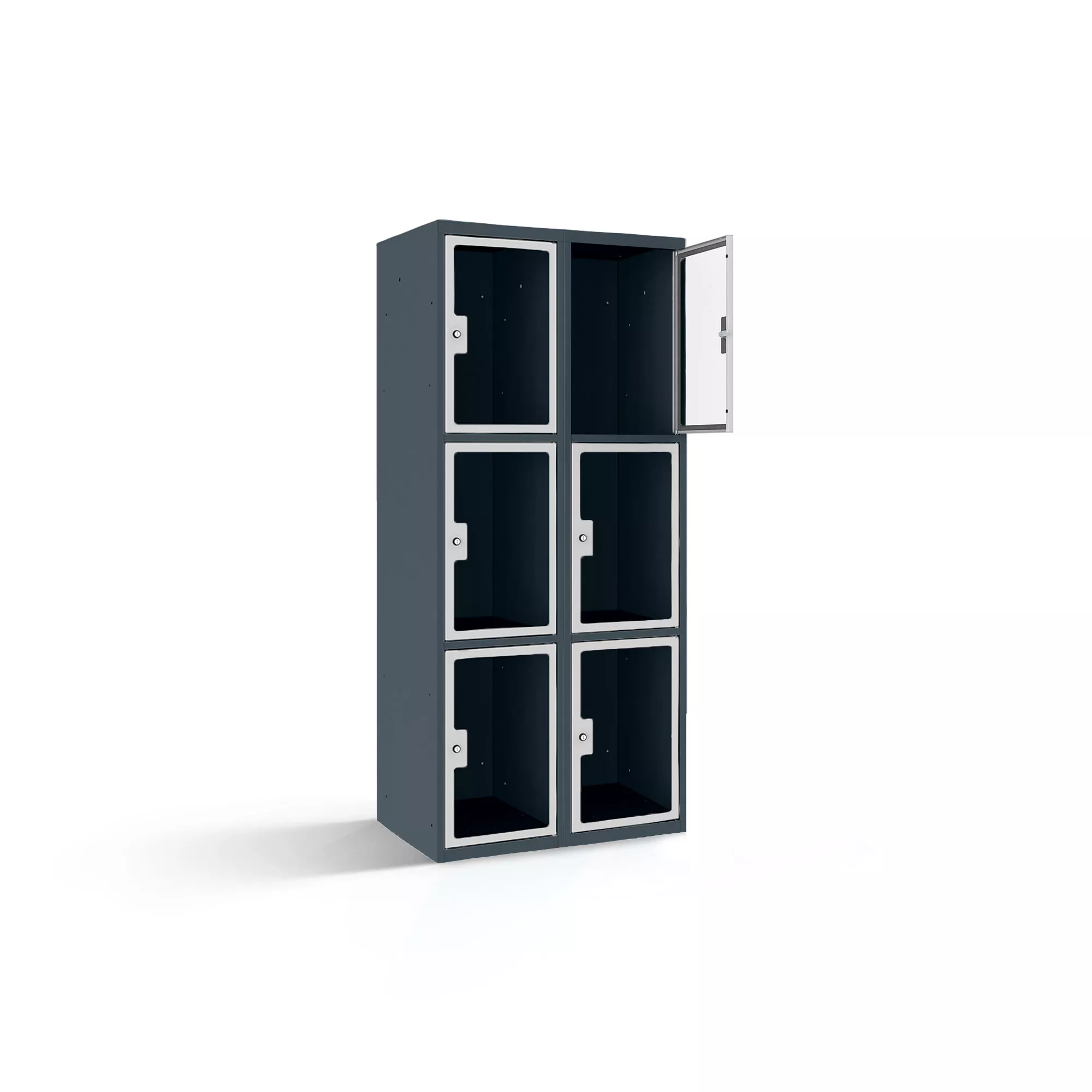 Fächerschrank mit Plexiglastüren 6 Fächer Breite 80 cm