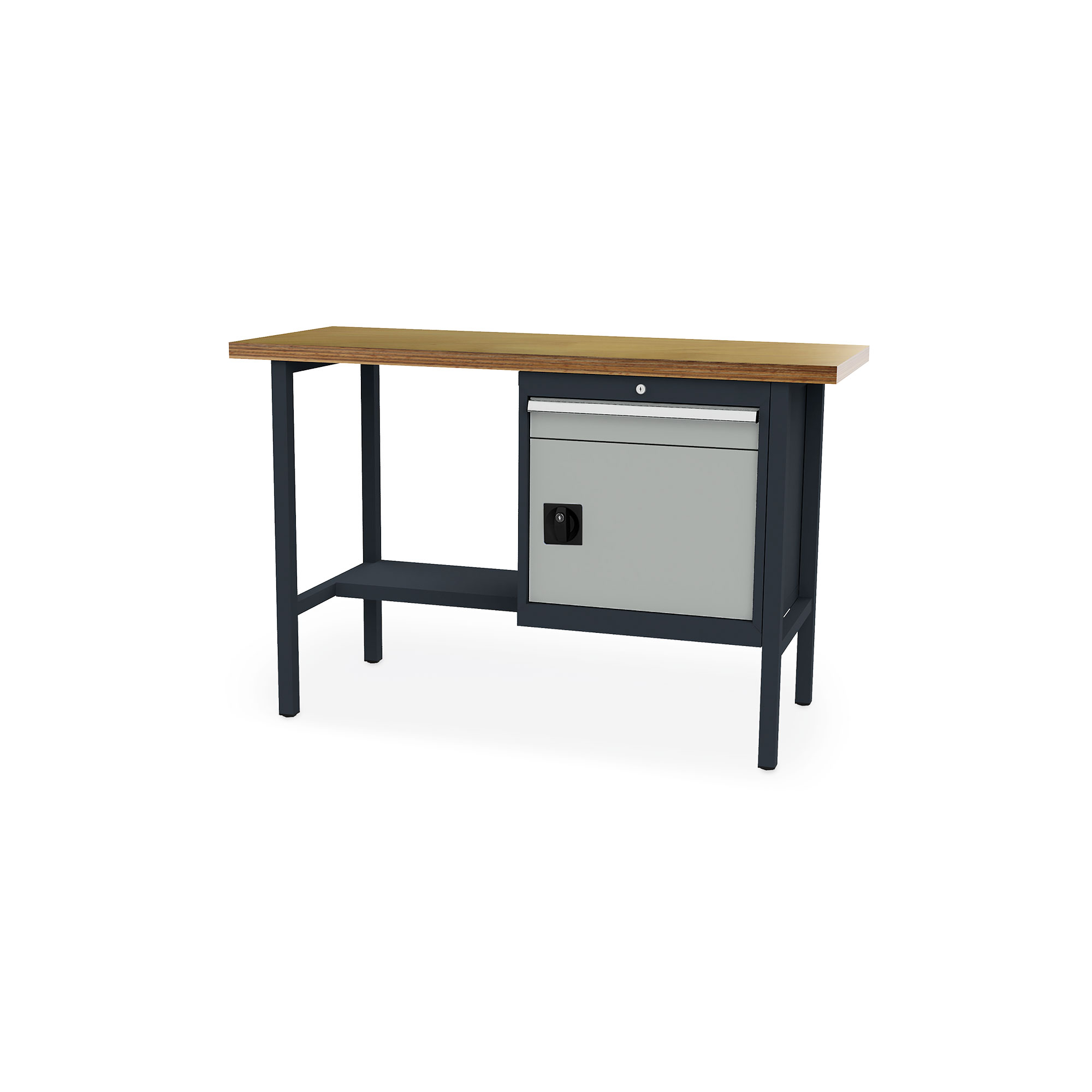 Werkbank mit Auszug und Fach abschließbar 1500x600x960