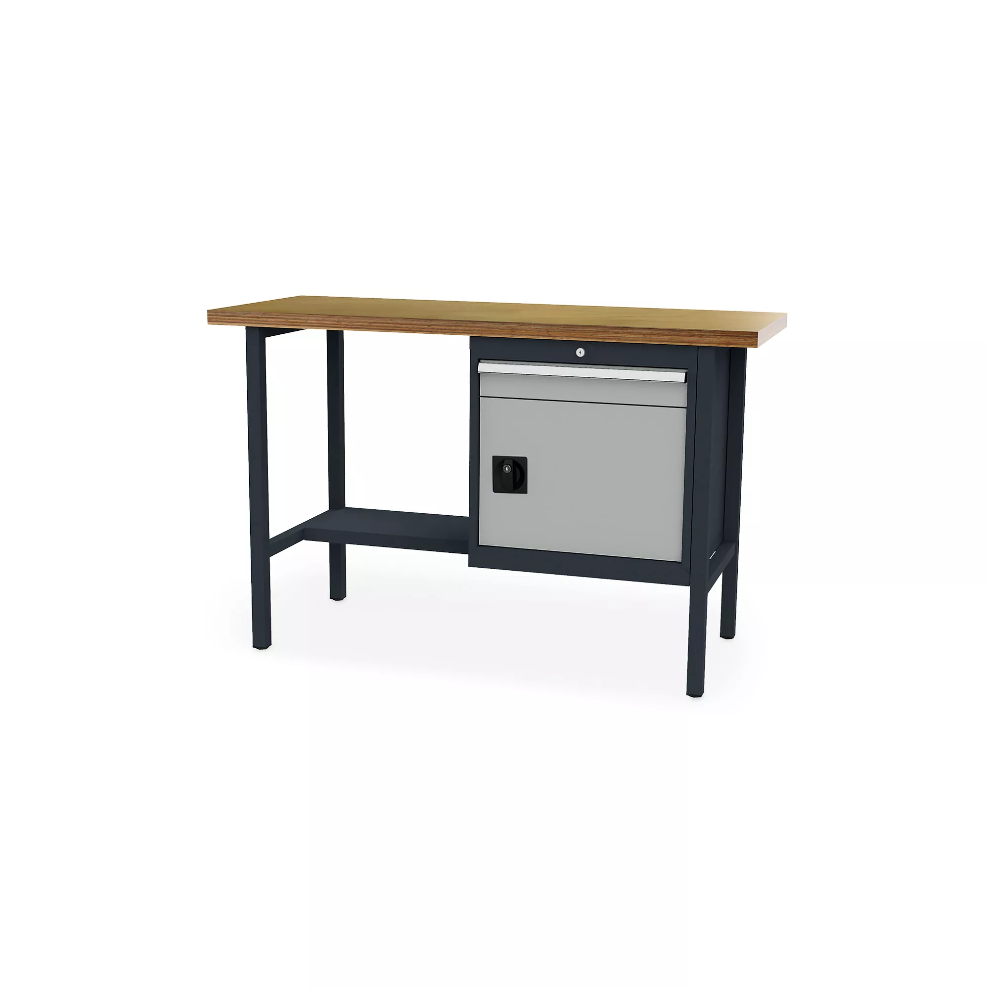 Werkbank mit Auszug und Fach abschließbar 1500x600x960