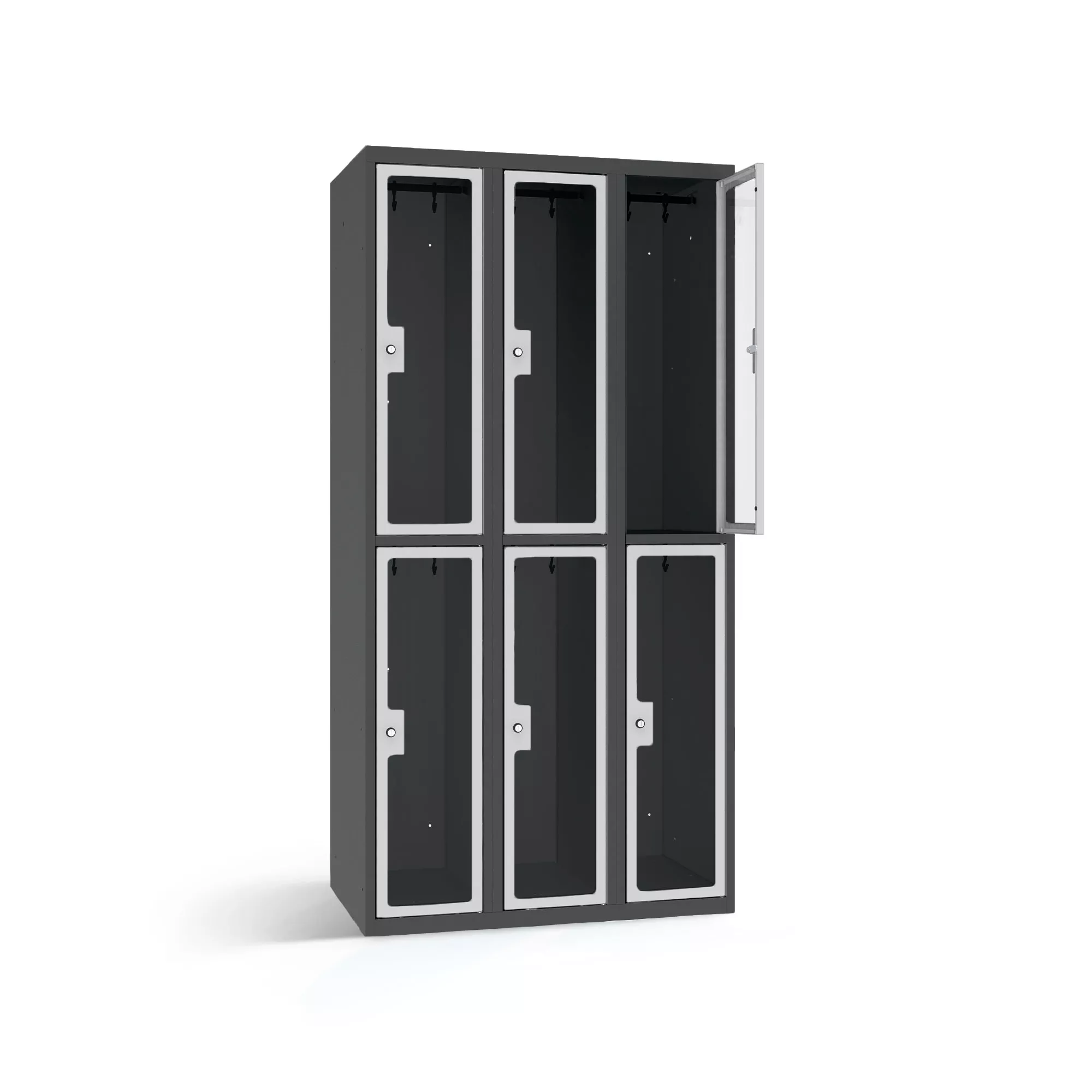 Garderobenspind mit 6 Plexiglastüren Breite 30 cm