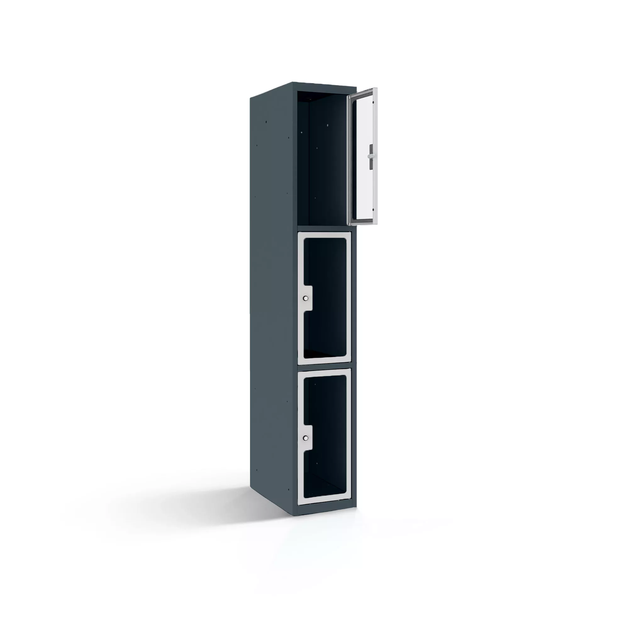 Fächerschrank mit Plexiglastüren 3 Fächer Breite 30 cm