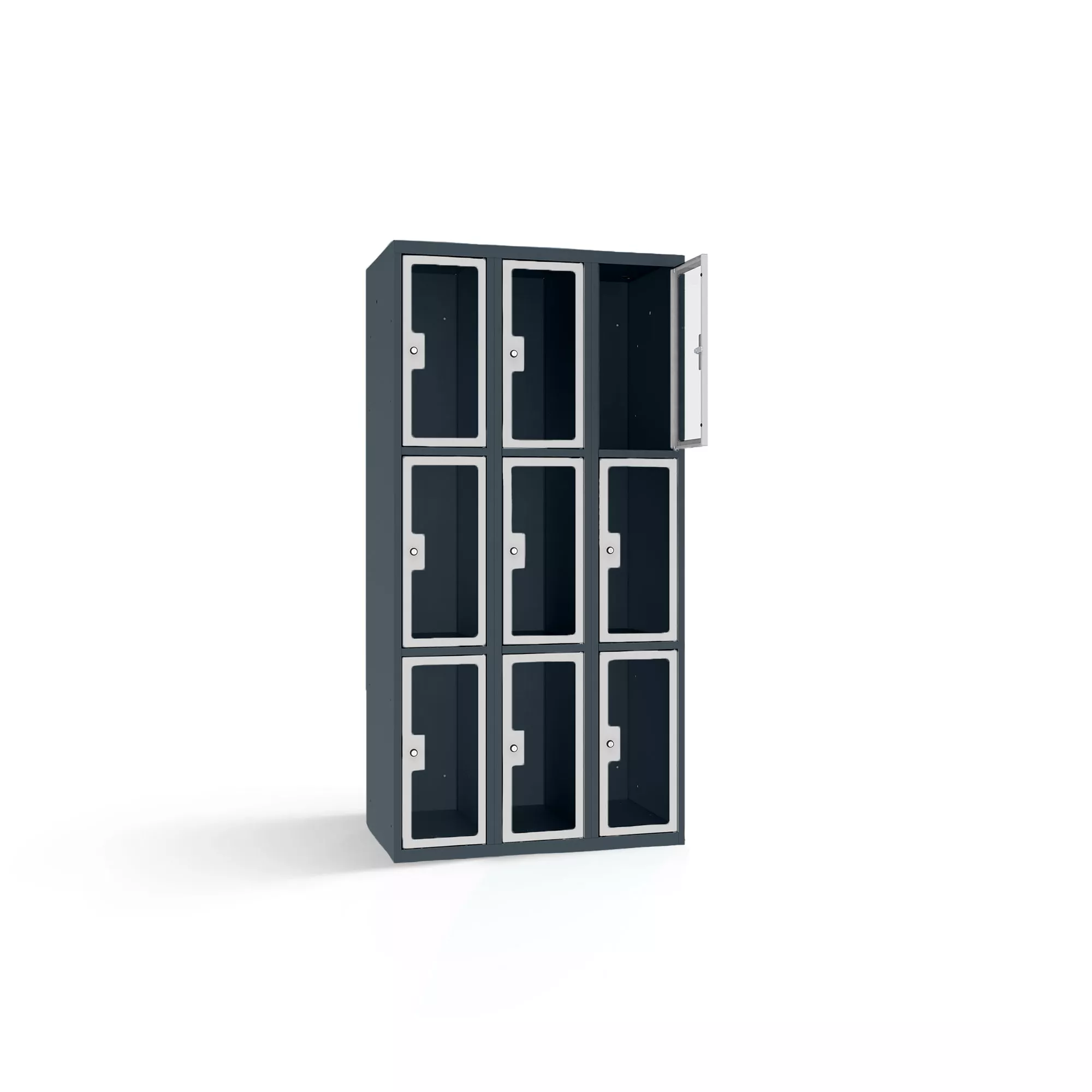Fächerschrank mit Plexiglastüren 10 Fächer Breite 80 cm