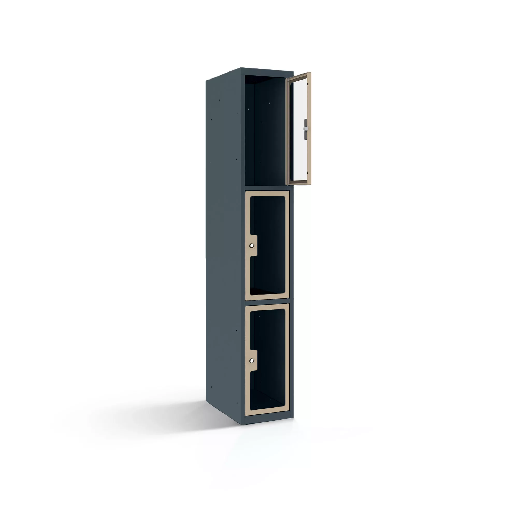 Fächerschrank mit Plexiglastüren 3 Fächer Breite 30 cm