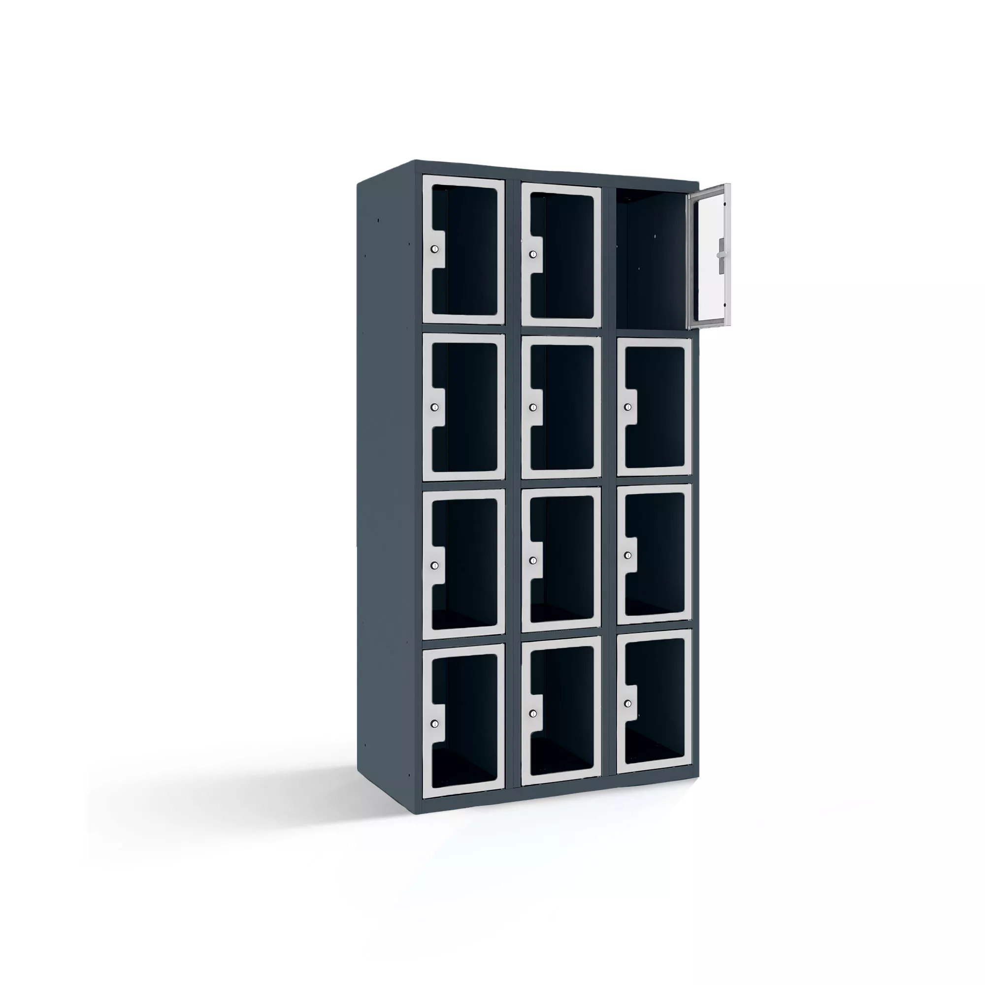 Fächerschrank mit Plexiglastüren 12 Fächer Breite 90 cm