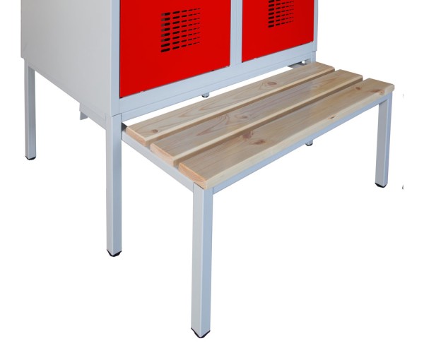 rotstahl® untergebaute, herausziehbare Sitzbank für Spinde und Schließfächer