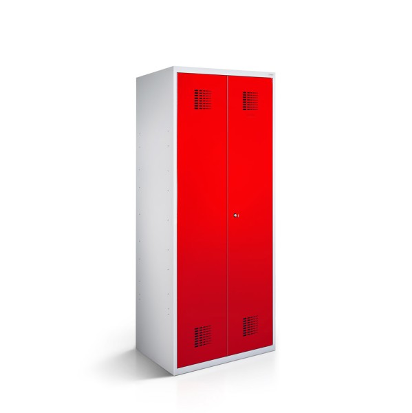 rotstahl® Bekleidungsschrank in Lichtgrau mit verkehrsroten Türen