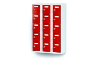 rotstahl® Mini-Schließfachschrank mit 3x5 Türen in Feuerrot