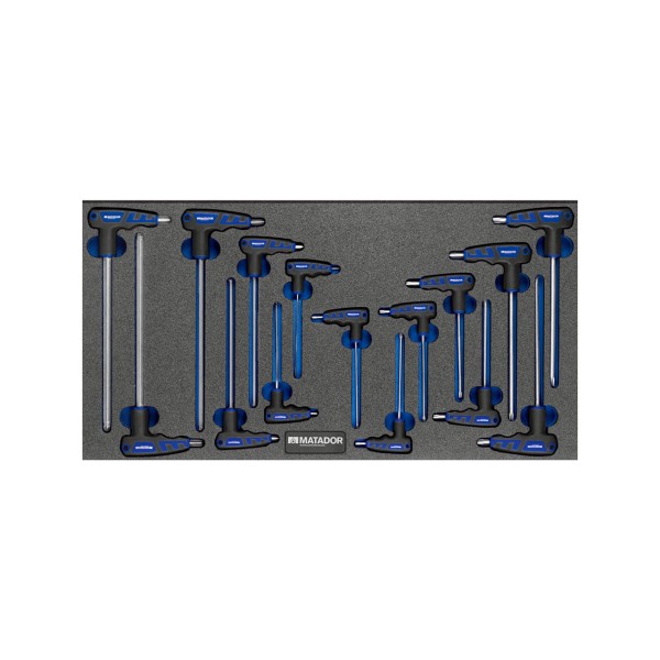 Griff-Schraubendreher-Set 15-tlg. mit Inlet 600 x 300 mm zum Einlegen in Schubladen