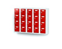 rotstahl® Mini-Schließfachschrank mit 20 Türen in Feuerrot