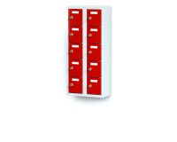 rotstahl® Mini-Schließfachschrank mit 10 Türen in Feuerrot