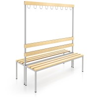 rotstahl® Doppel-Sitzbank mit Hakenleiste 150 cm