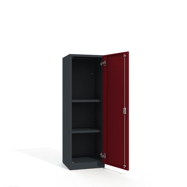 Büroschrank Premium 3 Fächer 1 Tür in Anthrazitgrau mit rubinroter Tür